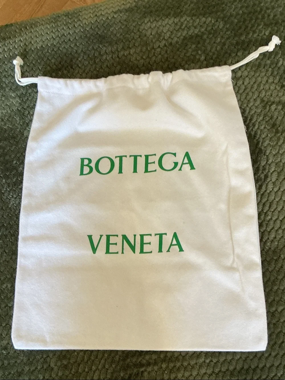 Bottega Veneta  Large White Dust Bag with Green Logo
